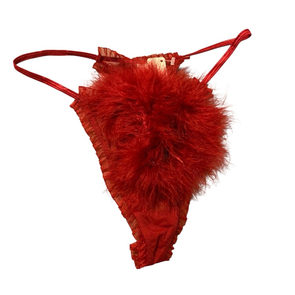 Cacique 14/16 Red Feathered Panties thong NWT lane Bryant plus size